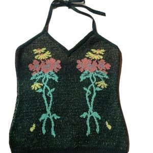 Vintage 70s Betsey Johnson alley cat lurex halter top